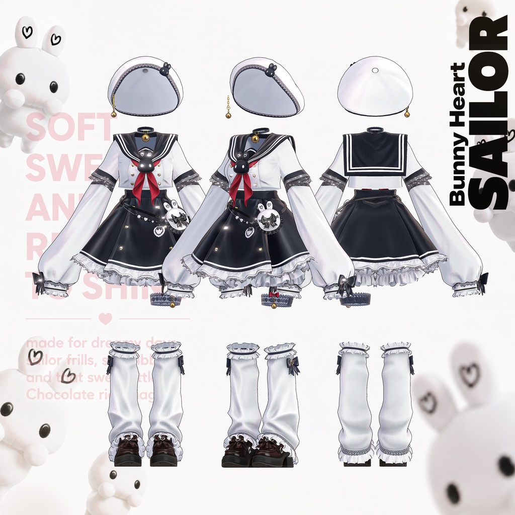 ✨✨✨ フルパック24時間限定 50% OFF ✨✨✨ /// 🎀 Bunny Heart Sailor🎀 /// アバター単体 30% OFF : 2,000円 → 1390円