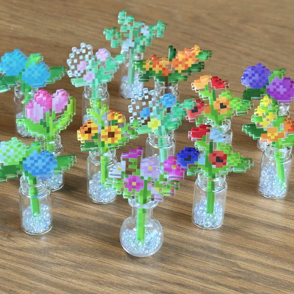 ドットのお花(花瓶セット)種類ランダム