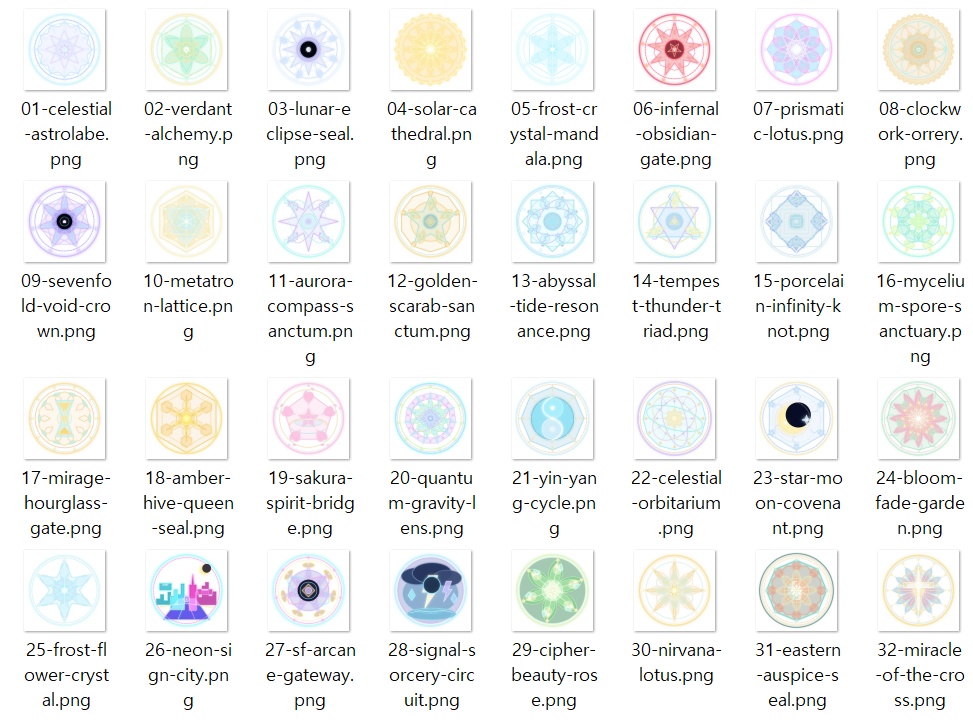 魔法陣32種セット|透過PNG・アニメーションWebP・編集プロジェクト | Magic circle Maker 作例