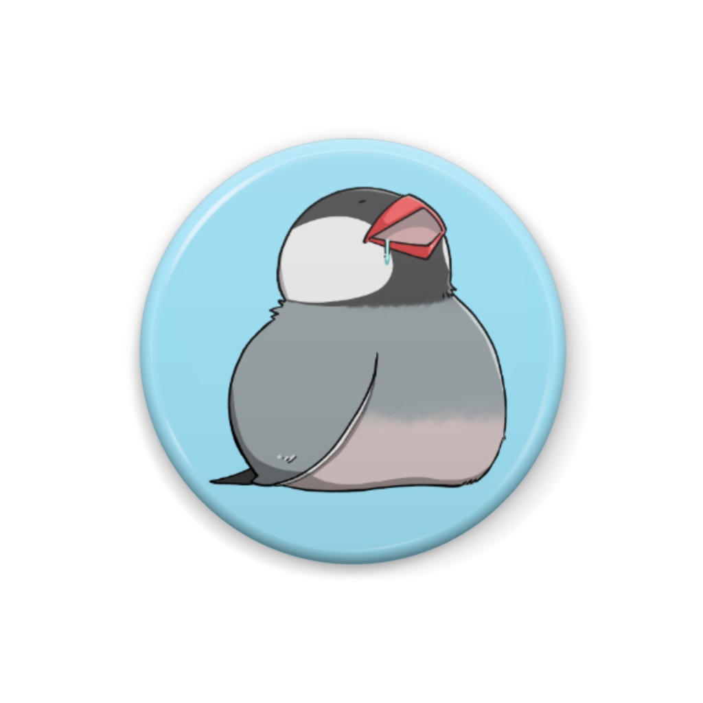 文鳥さん缶バッチ(水色)