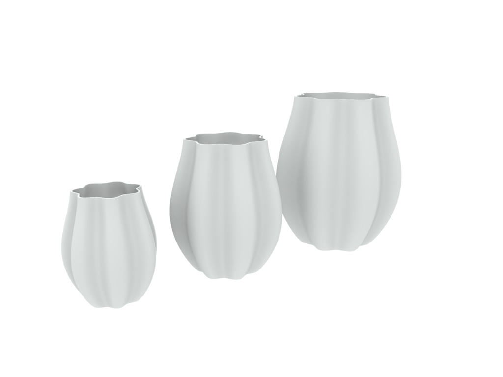 ツイストブルーム 花瓶 3Dプリント用STL (S/M/L 3サイズセット) | Twisted Bloom Vase