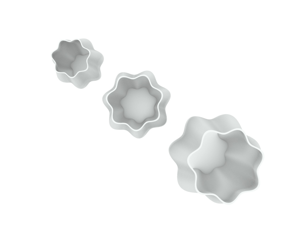 ツイストブルーム 花瓶 3Dプリント用STL (S/M/L 3サイズセット) | Twisted Bloom Vase