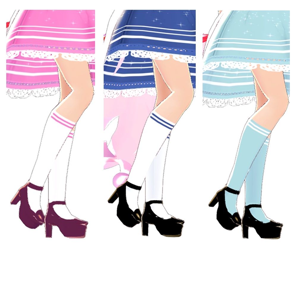 【Vroid】セーラーワンピ&パンプス 3色セット