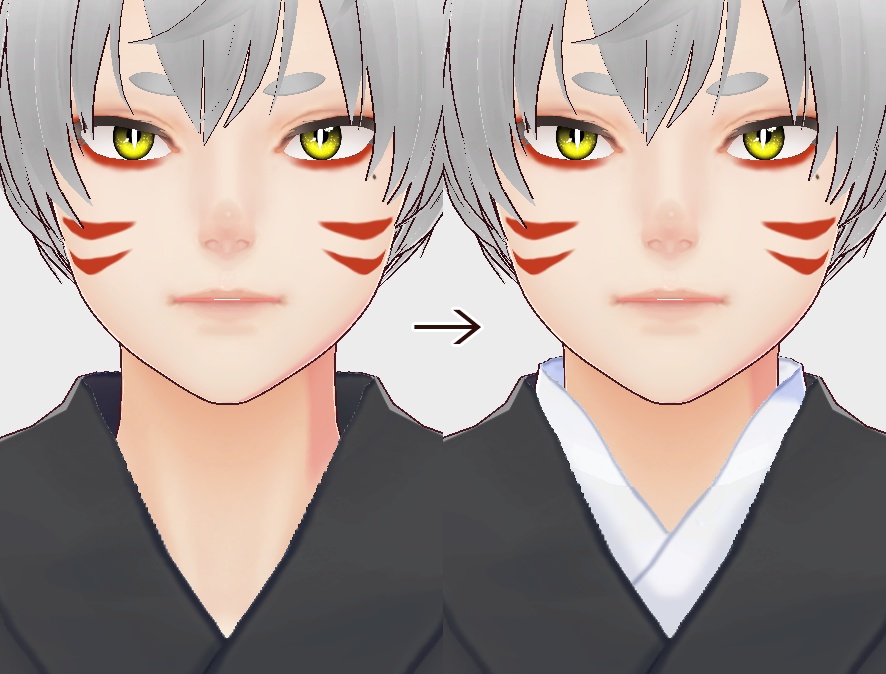 【Free】VRoid Studio浴衣用半襟テンプレート(着物・ロングコート用)