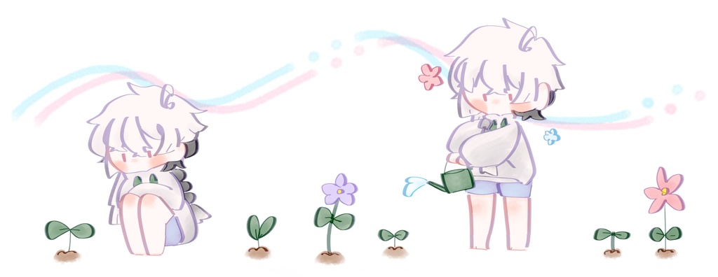 植物観察と水やりするあるとくんマグカップ