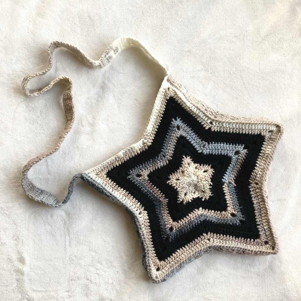 おほしさまショルダーバッグ ベージュ×黒