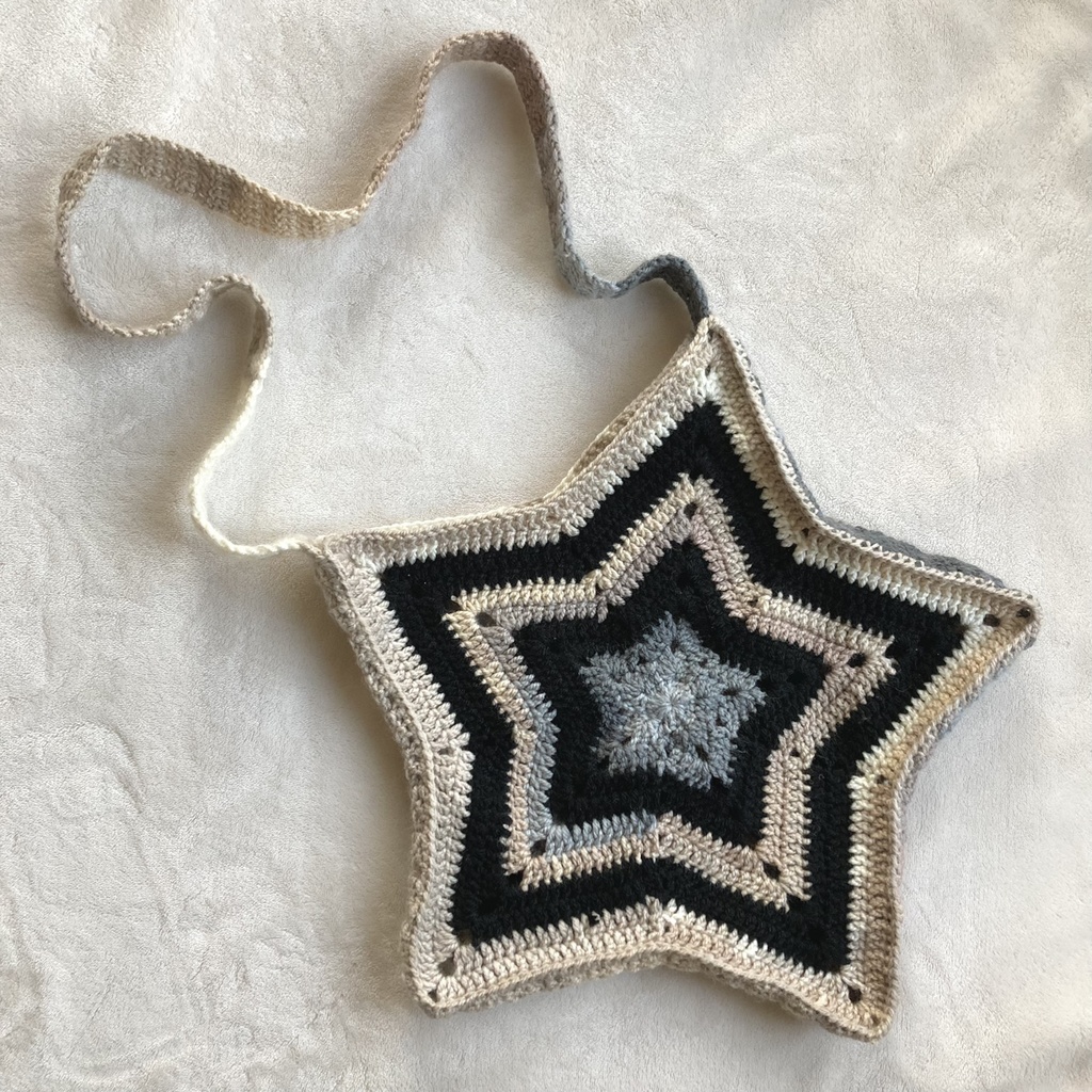 おほしさまショルダーバッグ ベージュ×黒