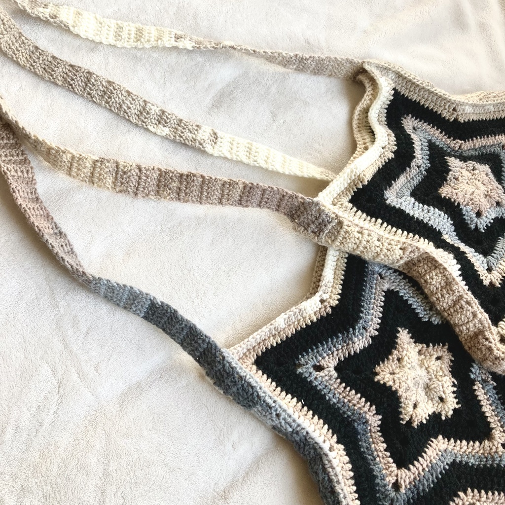 おほしさまショルダーバッグ ベージュ×黒