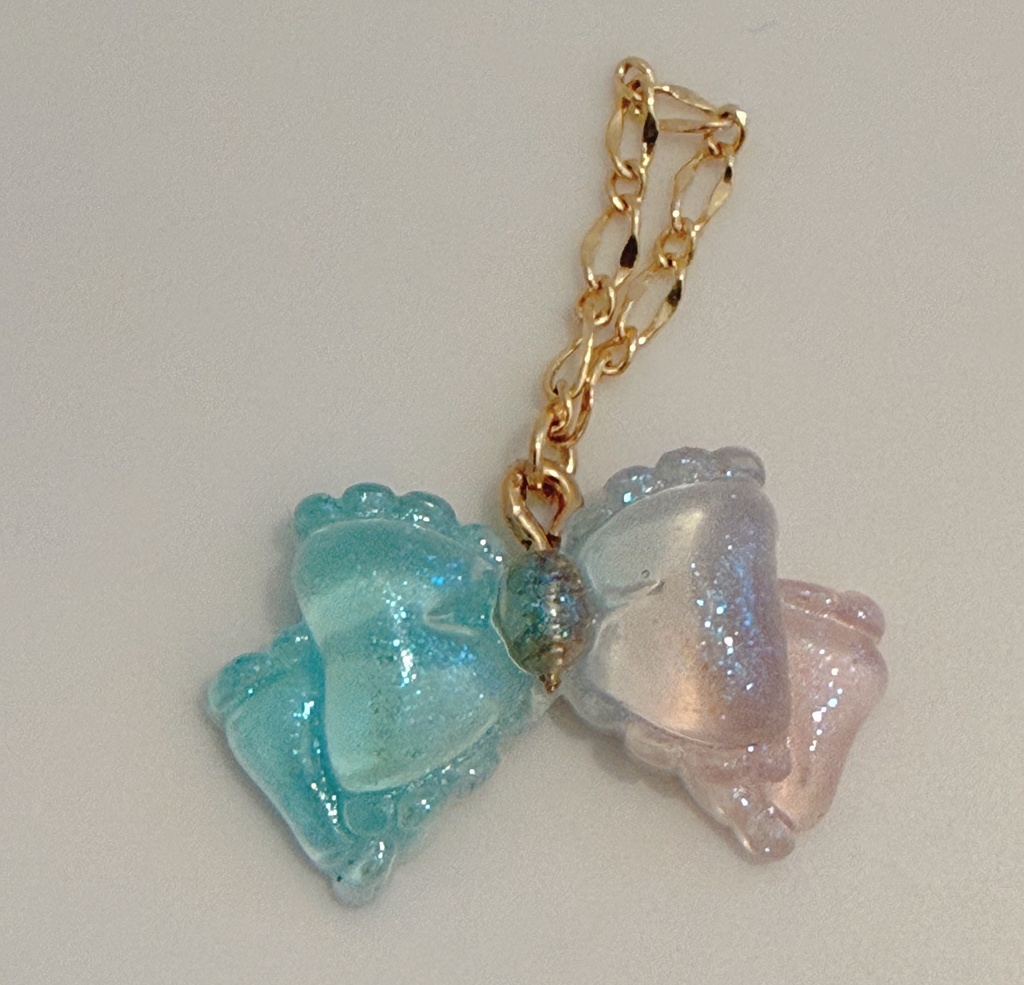 ゆめかわリボンネックレスブルー