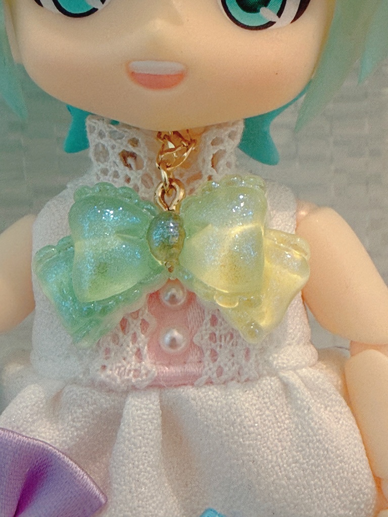 ゆめかわリボンネックレスグリーン