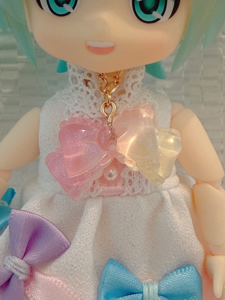 ゆめかわリボンネックレスピンク