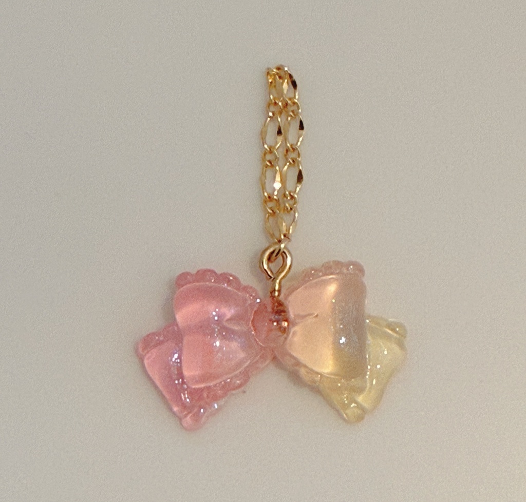 ゆめかわリボンネックレスピンク