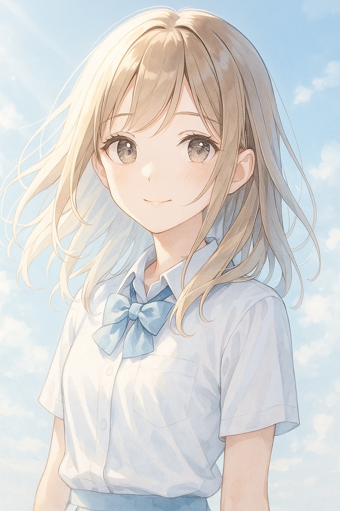 女子高生イラスト vol.2（AI生成）／朝の光・透明感女子高生／SNSアイコン向け