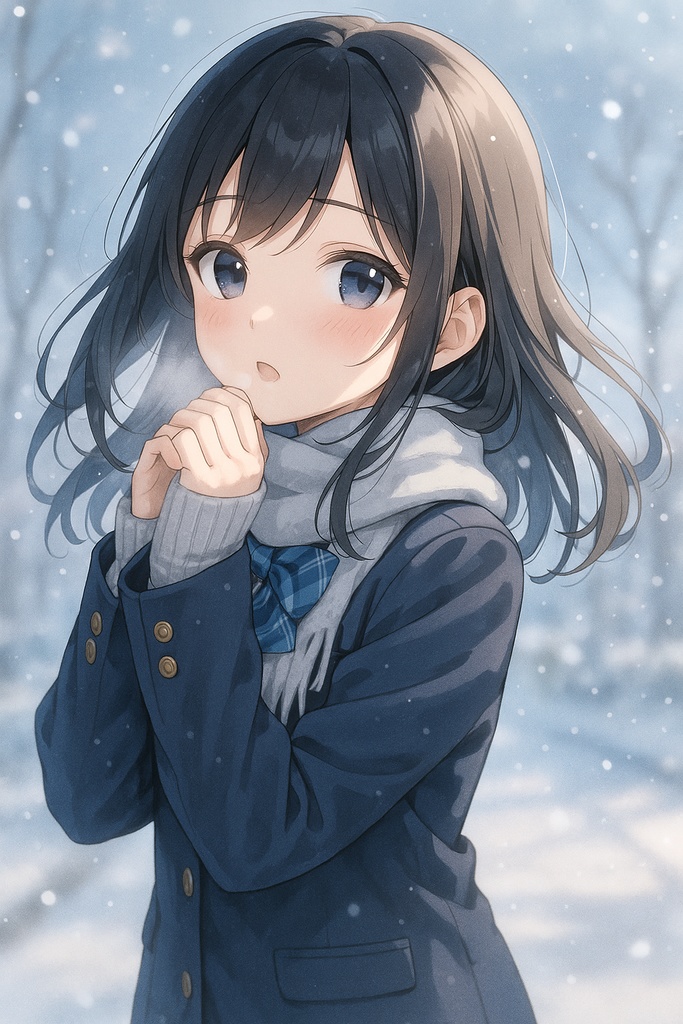 ❄️ 女子高生イラスト vol.11（AI生成）／冬・マフラー・吐息系女子高生／SNSアイコン向け