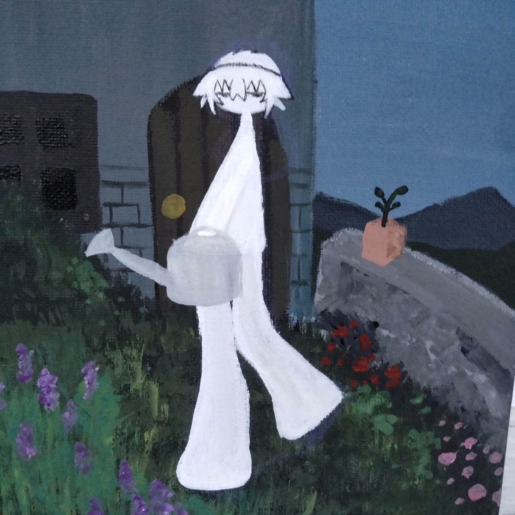【水やり】キャンバス原画BIPOND