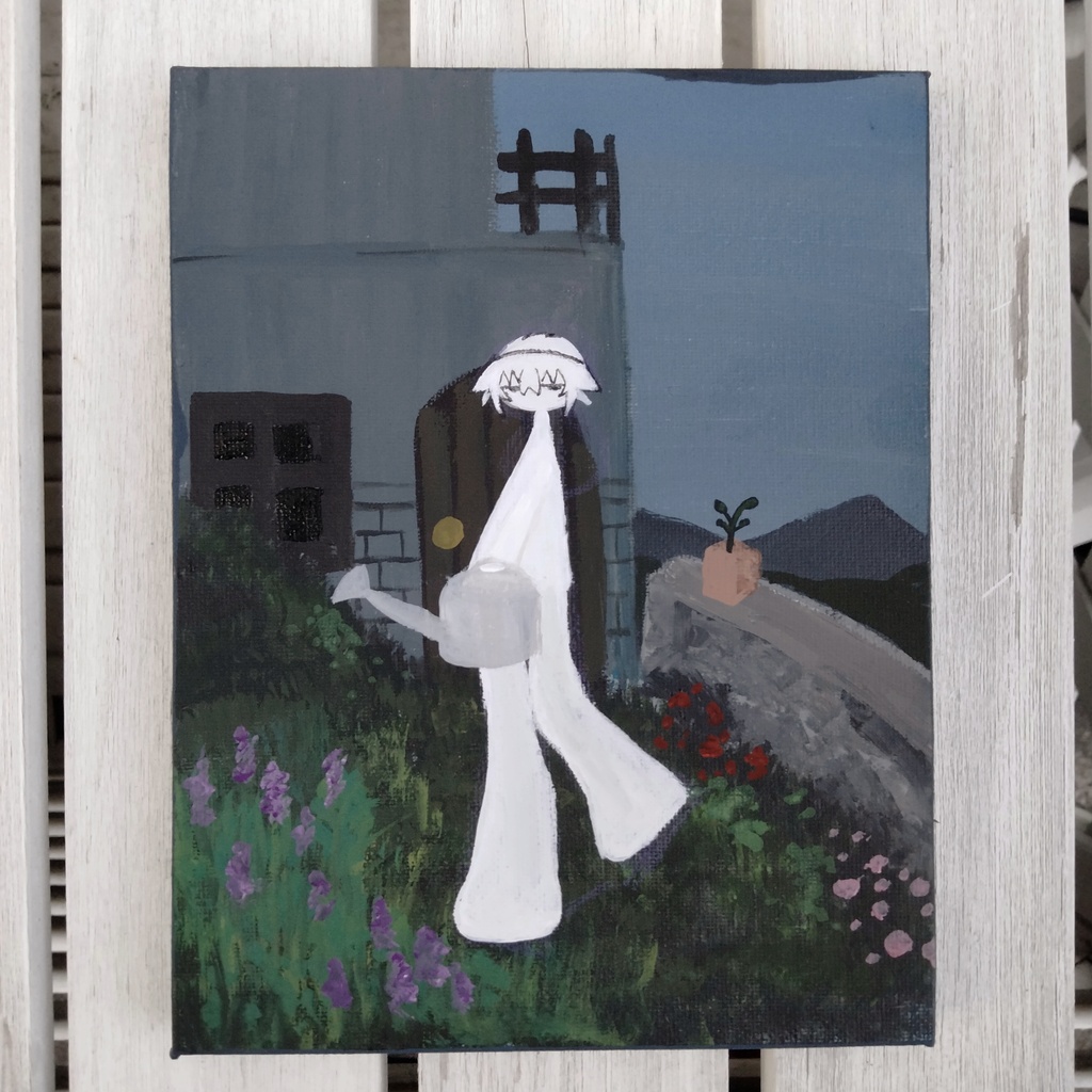 【水やり】キャンバス原画BIPOND