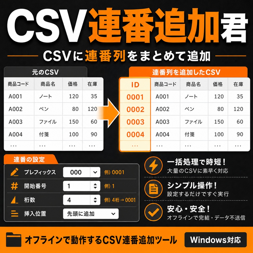 CSV連番追加君