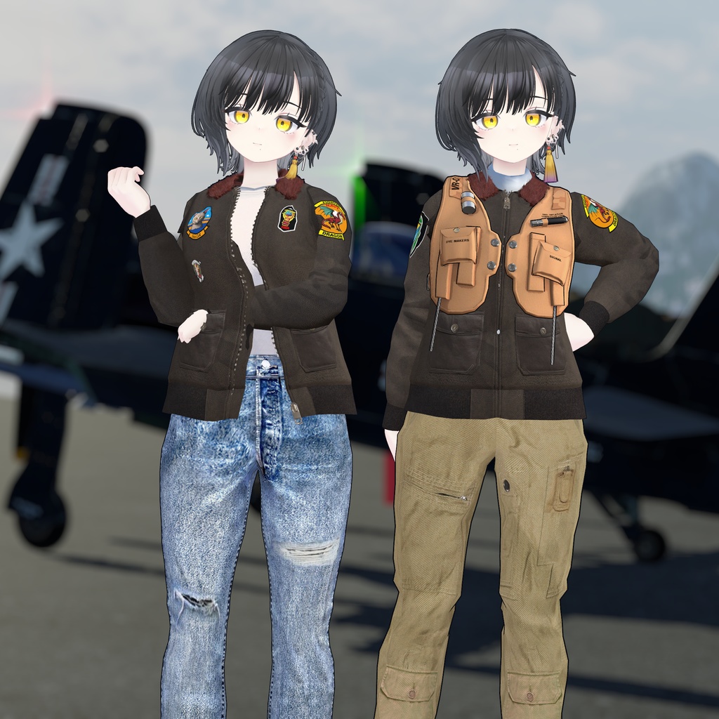 【24アバター対応】米海軍レザーフライトジャケットセット