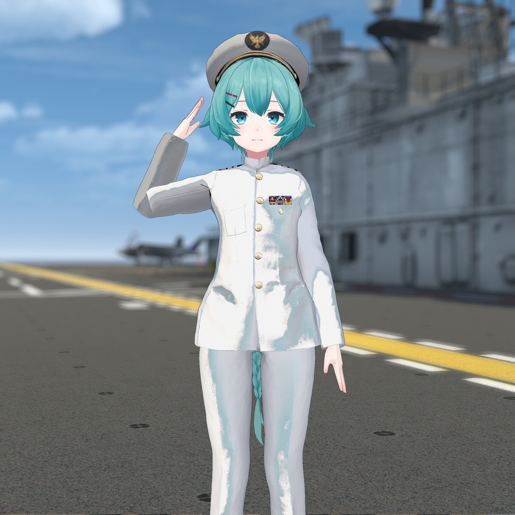 21 avatars】Naval officer white uniform with stuffed collar