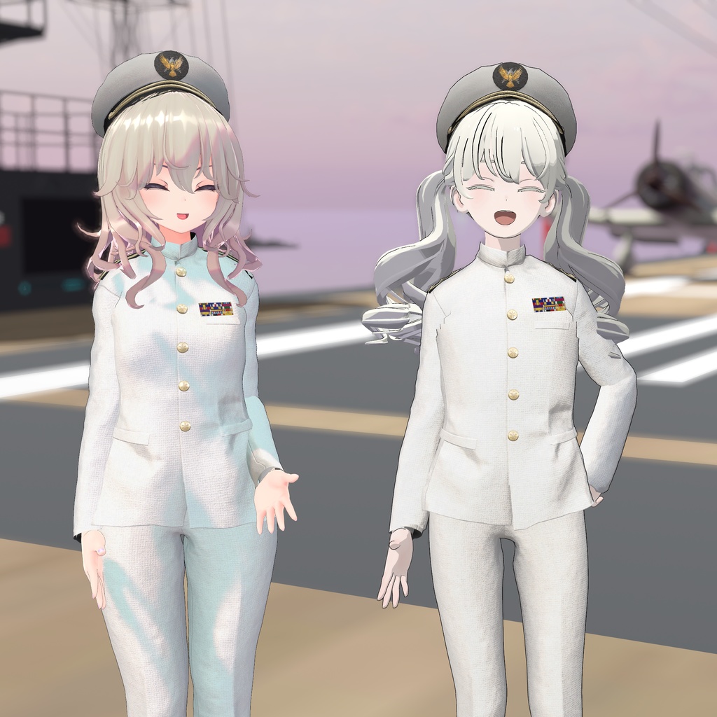 21 avatars】Naval officer white uniform with stuffed collar