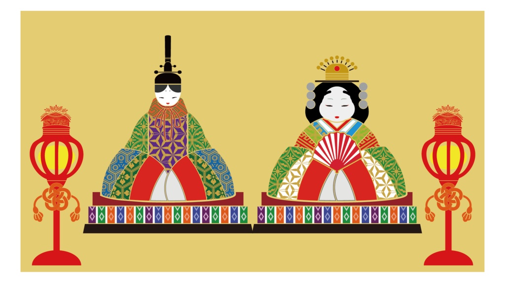 ダウンロード販売素材・ひな祭りひな飾りのイラストZIP (AI, PNG形式)