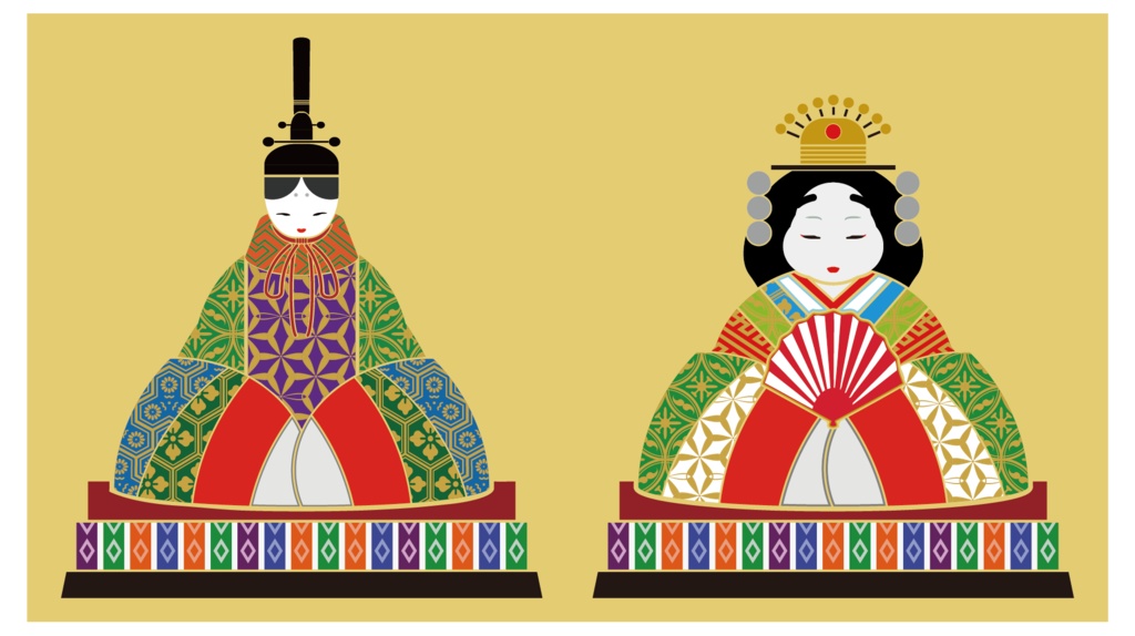 ダウンロード販売素材・ひな祭りひな飾りのイラストZIP (AI, PNG形式)