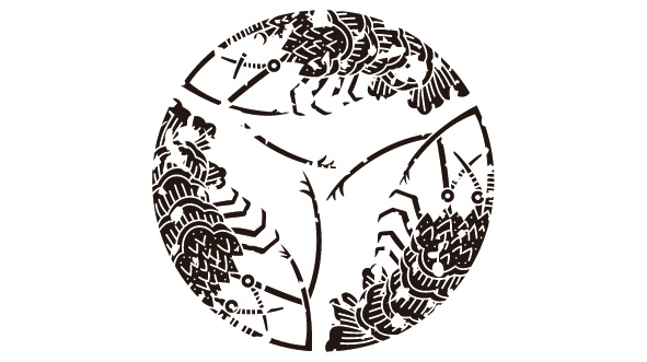 ダウンロード販売素材・5種の家紋はんこ・海老(えび)ZIP (AI, PNG形式)