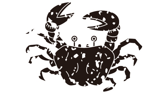 ダウンロード販売素材・4種の家紋はんこ・蟹(かに)ZIP (AI, PNG形式)