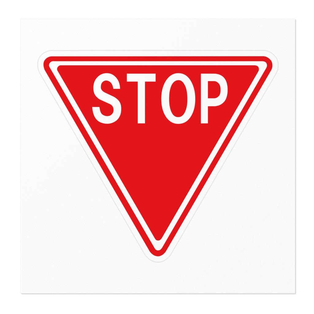 なるわん座限定!さんかく標識ステッカー・ストップ