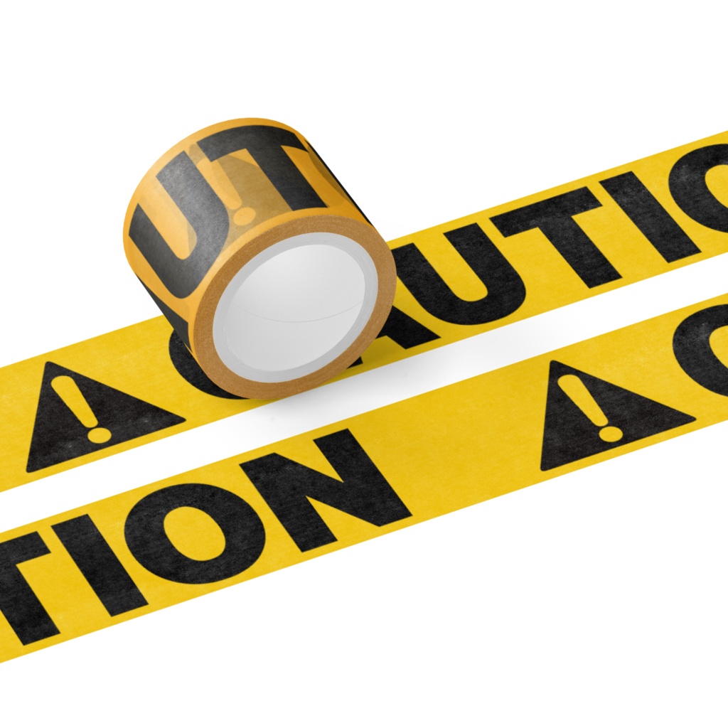 なるわん座限定マスキングテープ（30ミリ幅）・コーション警告