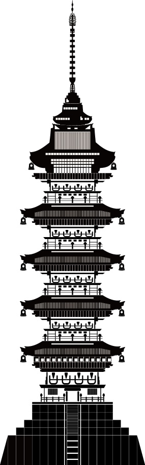 ダウンロード販売素材・販促イラスト素材・五重の塔ZIP (AI, PNG形式)