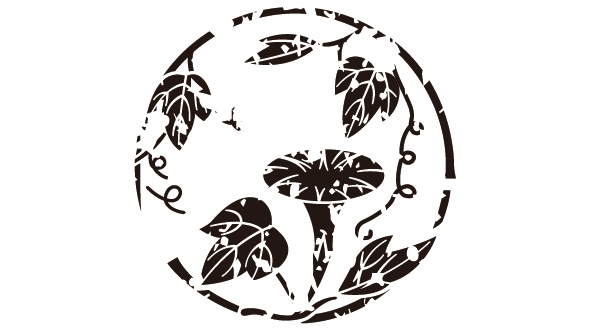 ダウンロード販売素材・家紋はんこ・朝顔(あさがお)ZIP (AI, PNG形式)