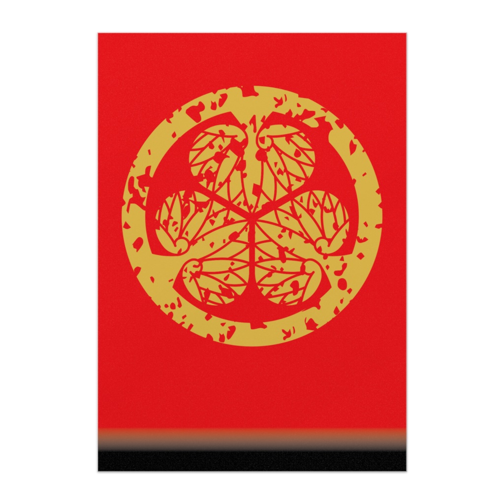 家紋ポスター・徳川葵(赤)