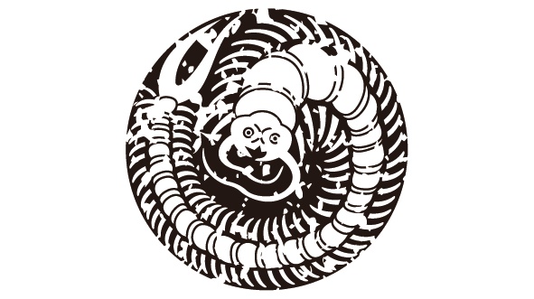 ダウンロード販売素材・家紋はんこ・百足(むかで)ZIP (AI, PNG形式)