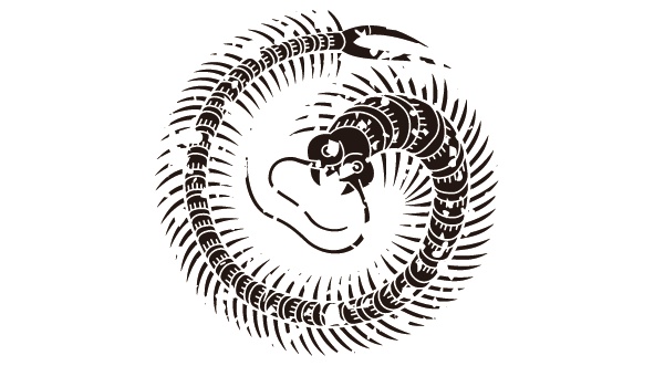 ダウンロード販売素材・家紋はんこ・百足(むかで)ZIP (AI, PNG形式)