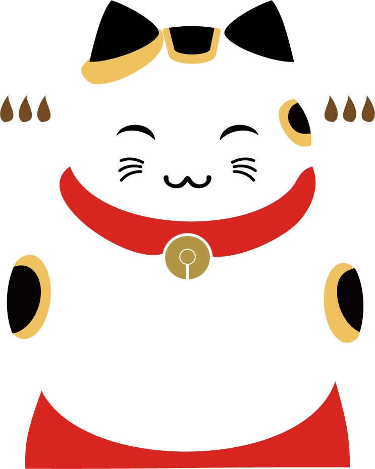 ダウンロード販売素材・販促イラスト素材・招き三毛猫モダンZIP (AI, PNG形式)