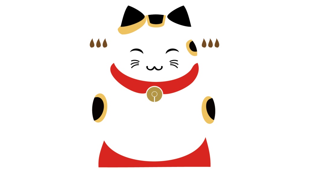 ダウンロード販売素材・販促イラスト素材・招き三毛猫モダンZIP (AI, PNG形式)