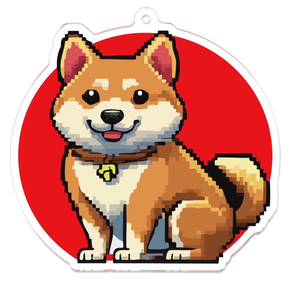 なるわん座限定アクリルキーホルダー・ドット絵しばいぬ(桜4)