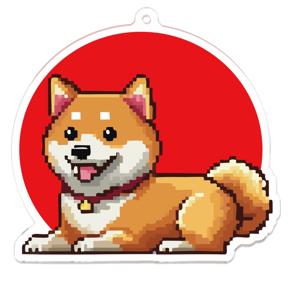 なるわん座限定アクリルキーホルダー・ドット絵しばいぬ（桜３）