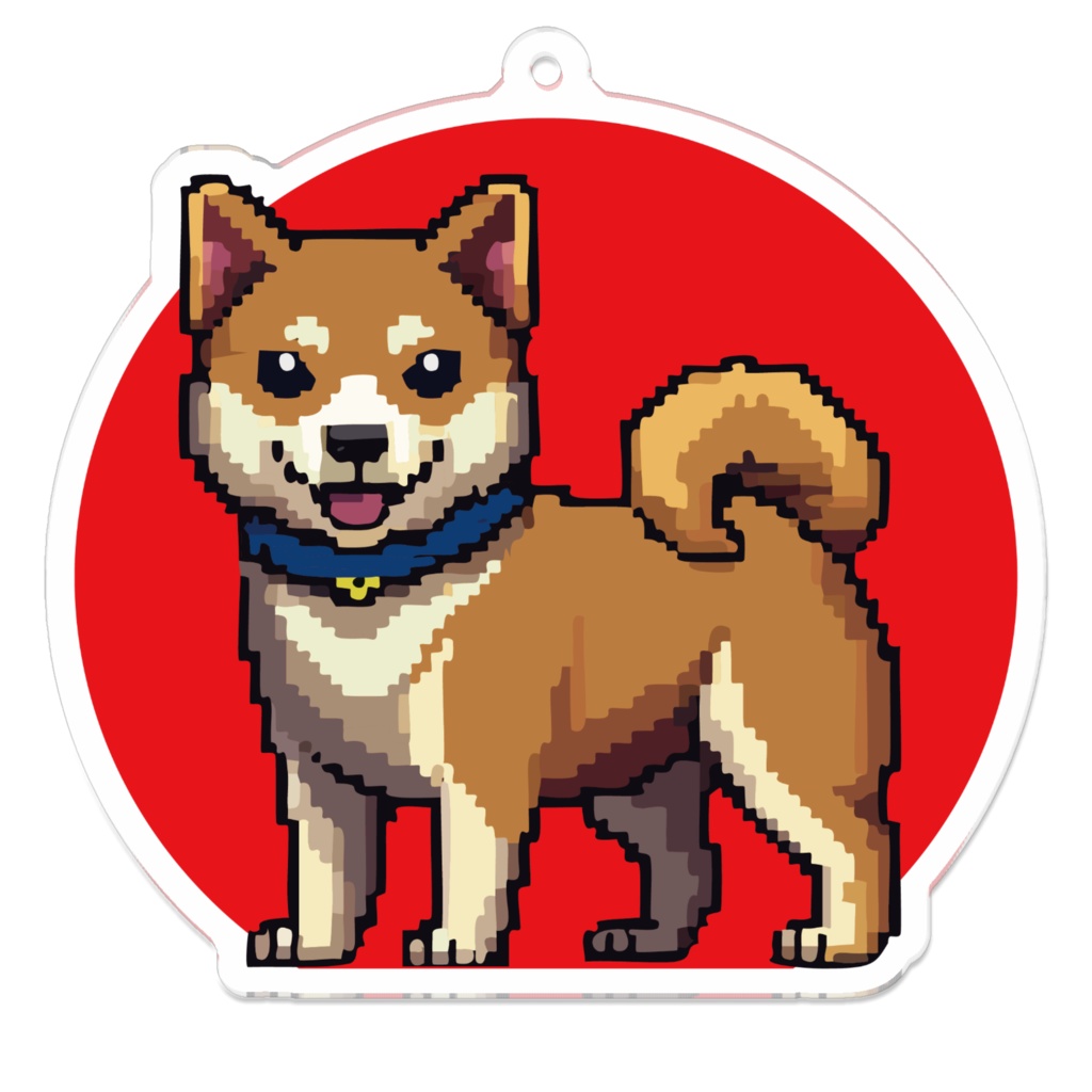 なるわん座限定アクリルキーホルダー・ドット絵しばいぬ（桜２）