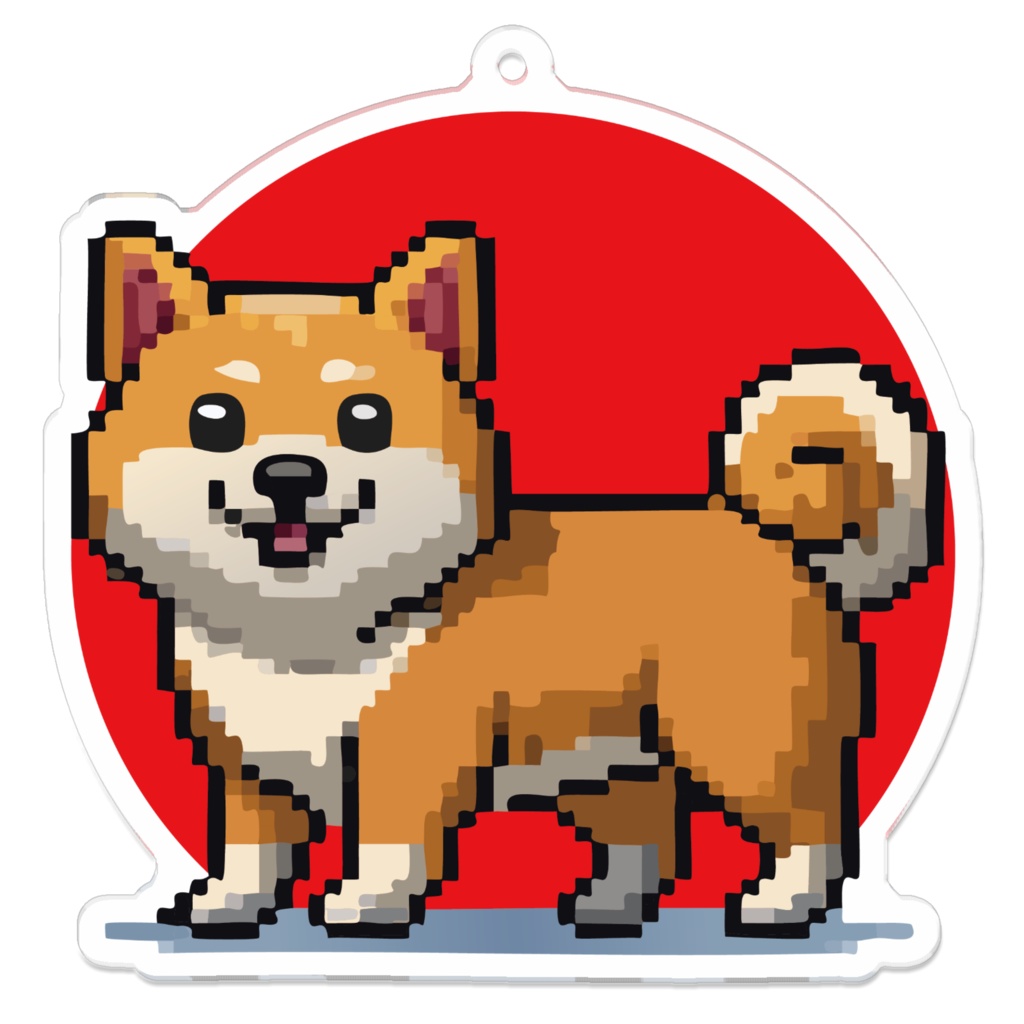 なるわん座限定アクリルキーホルダー・ドット絵しばいぬ（桜１）