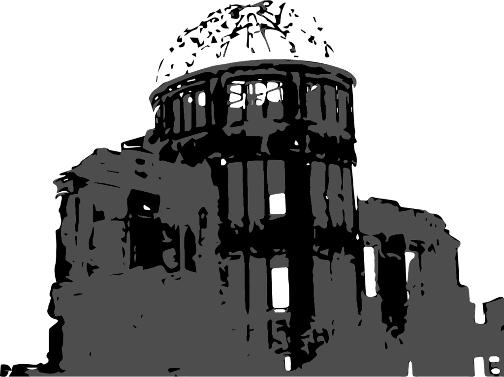 ダウンロード販売素材・販促イラスト素材・原爆ドームのシルエット素材ZIP (AI, PNG形式)