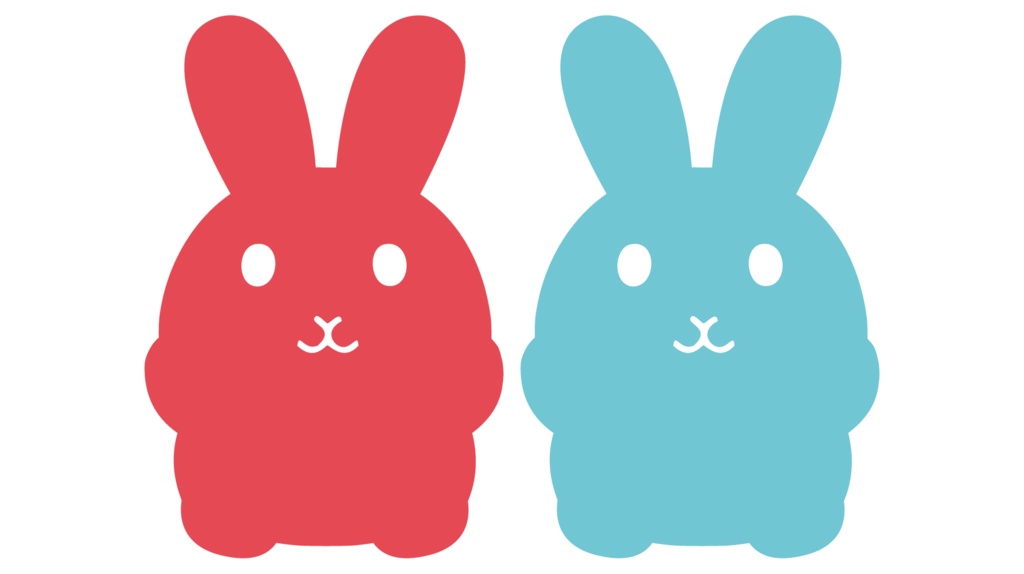ダウンロード販売素材・販促イラスト素材・男女のピクトグラム・うさぎ型ZIP (AI, PNG形式)