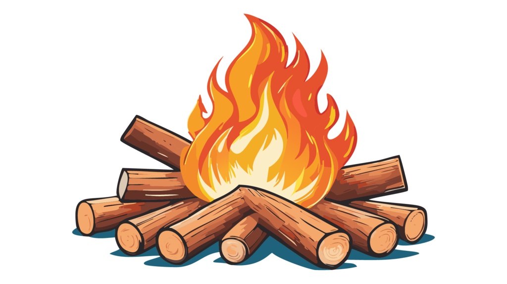 ダウンロード販売素材・販促イラスト素材・キャンプファイヤ・たき火ZIP (AI, PNG形式)