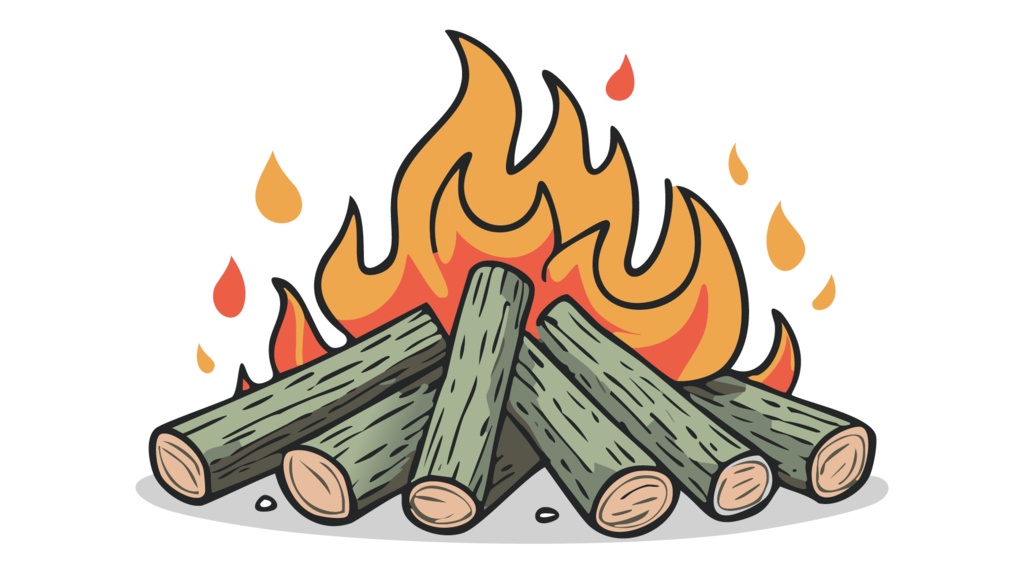 ダウンロード販売素材・販促イラスト素材・キャンプファイヤ・たき火ZIP (AI, PNG形式)