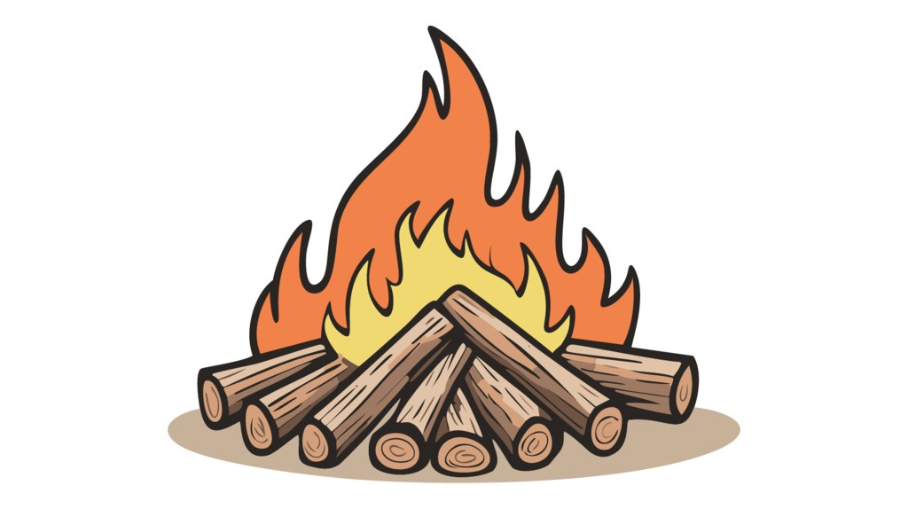 ダウンロード販売素材・販促イラスト素材・キャンプファイヤ・たき火ZIP (AI, PNG形式)