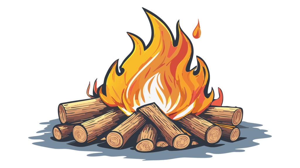 ダウンロード販売素材・販促イラスト素材・キャンプファイヤ・たき火ZIP (AI, PNG形式)