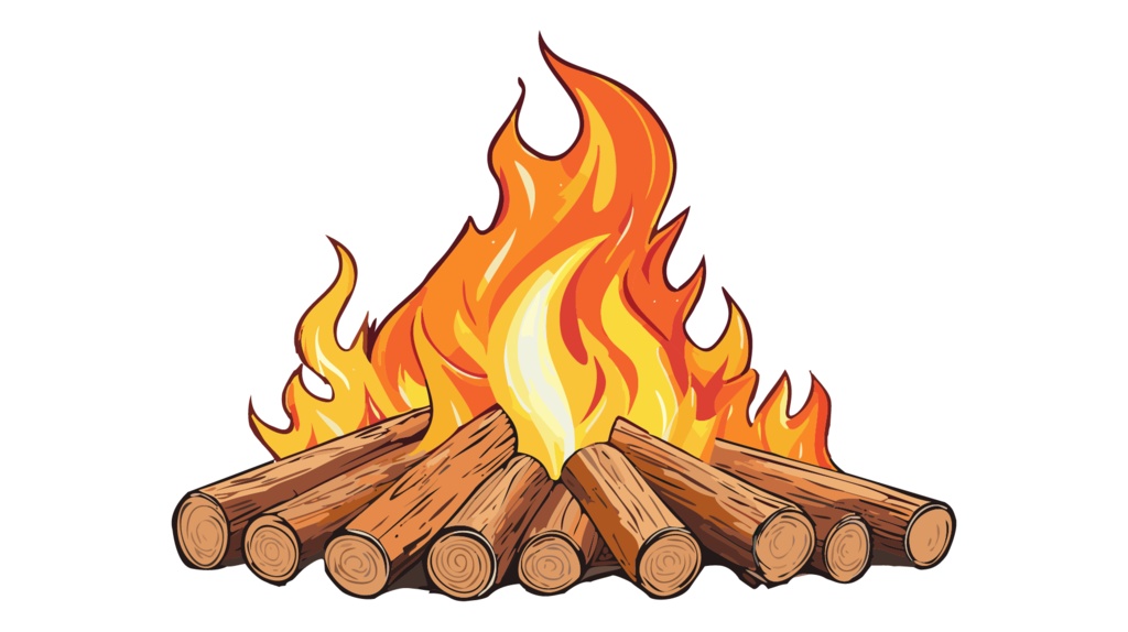 ダウンロード販売素材・販促イラスト素材・キャンプファイヤ・たき火ZIP (AI, PNG形式)