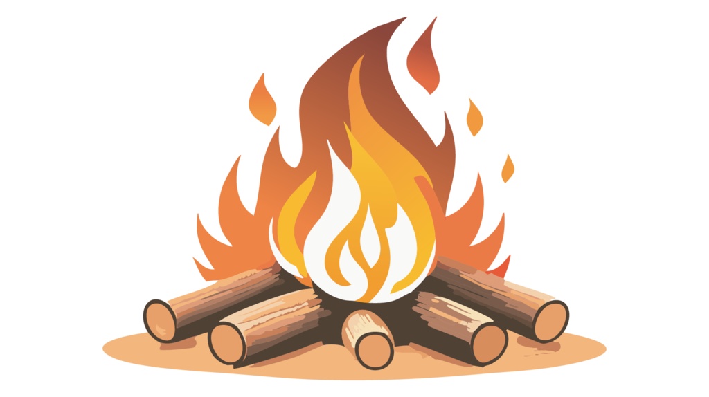 ダウンロード販売素材・販促イラスト素材・キャンプファイヤ・たき火ZIP (AI, PNG形式)