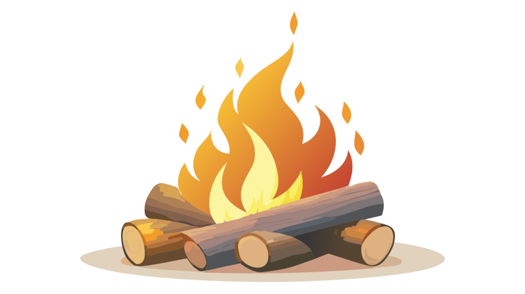 ダウンロード販売素材・販促イラスト素材・キャンプファイヤ・たき火ZIP (AI, PNG形式)